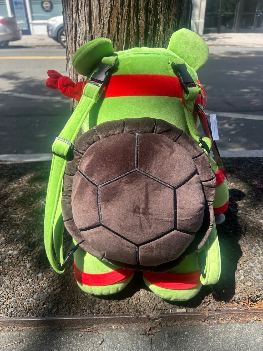 Sprayground Green Turtle-Inspired Plush with Red Mask and Yellow Belly